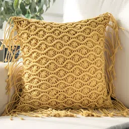 Textile and Beyond Yellow Cotton Square Cushion Covers-picture-42