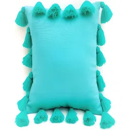 THROWPILLOW Turquoise Blue Embellished  Square Cushion Cover-image-54