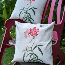 ABSTRACT INDIA White & Pink 2 Pieces Printed Cotton Square Cushion Covers-picture-17