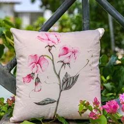 ABSTRACT INDIA White & Pink 2 Pieces Printed Cotton Square Cushion Covers-image-53
