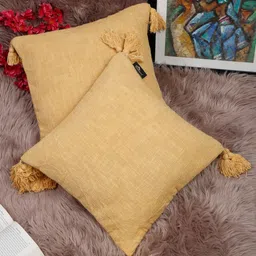 HOSTA HOMES Yellow Set of 2 Square Cotton Cushion Covers-image-73