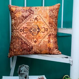 ABSTRACT INDIA Brown Set of 2 Geometric Printed Cotton Square Cushion Covers-14