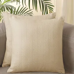 Jamio Firati Cream-Coloured 2 Pieces Cotton Square Cushion Covers-image-51
