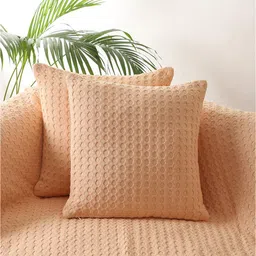 Jamio Firati Orange 2 Pieces Embroidered Cotton Square Cushion Covers-35