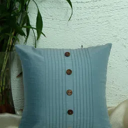 ZEBA Blue Pintuck Square Cushion Cover-45