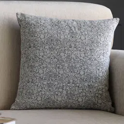 GM Silver-Toned & Grey Floral Square Cushion Cover-27