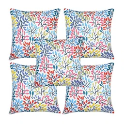 Alina decor Blue & Green 5 Pieces Floral Square Cushion Covers-image-97