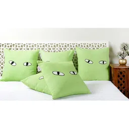HANDICRAFT PALACE Green Embroidered Square Cushion Cover-image-1