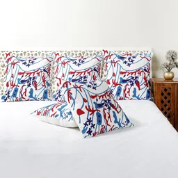 HANDICRAFT PALACE White & Blue Embroidered Square Cushion Cover-image-36