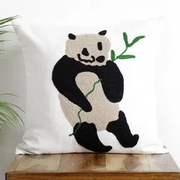 HANDICRAFT PALACE White & Black Panda Embroidered Square Cushion Covers-image-60