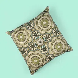 SANSKRUTIHOMES Green & Cream Embroidered Cotton Square Cushion Covers-23
