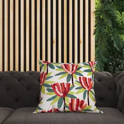 SHADES of LIFE White & Green 2 Pieces Embroidered Cotton Square Cushion Covers-image-78