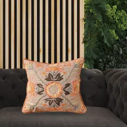 SHADES of LIFE Orange & Grey 2-Pieces Embroidered Square Cushion Covers-image-82