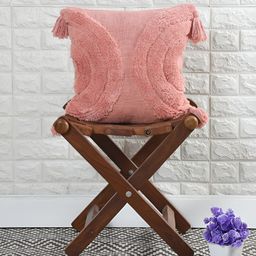 HOMADORN Peach-Coloured Cotton Square Cushion Cover-10