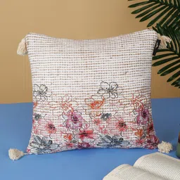 HOSTA HOMES White Blue Floral Cotton Square Cushion Cover-image-16
