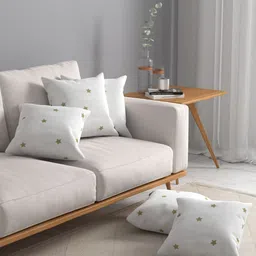 ROSARA HOME White & Green Set of 5 Geometric Square Cushion Covers image 1