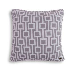 Pluchi Grey Melange & White Geometric Square Cotton Cushion Covers-25