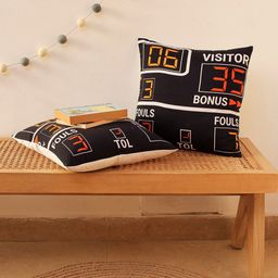 House This Score Board Puzzle Black & White Set of 2 Quirky Cotton Square Cushion Covers-18