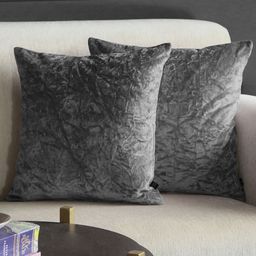 GM Grey Set of 2 Solid Velvet Square Cushion Covers-1