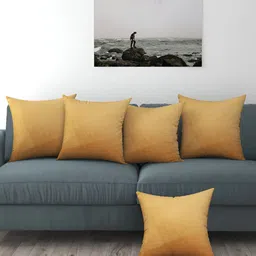 BIGGER FISH Gold Toned 5 Pieces Velvet Square Cushion Covers-image-26