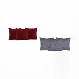 ZESTURE Grey 6 Pcs Velvet Square Cushion Covers-3