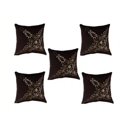 MONKDECOR Brown & White Set of 5 Geometric Velvet Square Cushion Covers-image-14