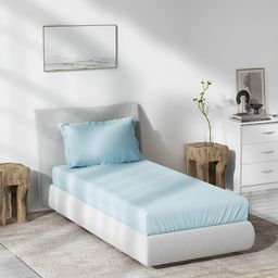 DDecor Blue Cotton 180 TC Single Bedsheet With Pillow Cover-image-121