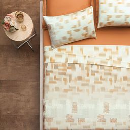 DDecor Beige & Orange 210 TC King Bedsheet with 2 Pillow Covers-image-62