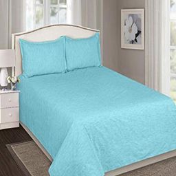 SHADES of LIFE Blue 250 TC King Bedsheet with 2 Pillow Covers-image-67