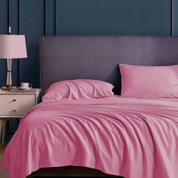 Bevi Pink Microfiber 180 TC King Bedsheet With 2 Pillow Covers-image-16