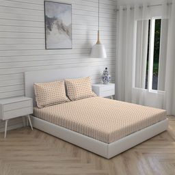 Layers Firenze Brown & White Graphic Printed 140 TC King Bedsheet with 2 Pillow Covers-picture-41
