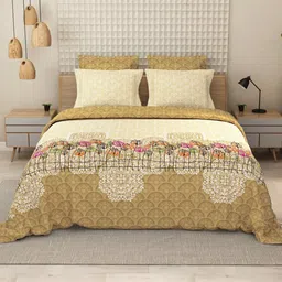 LABHAM Everyday Beige Geometric 144 TC King Bedsheet with 2 Pillow Covers-image-77