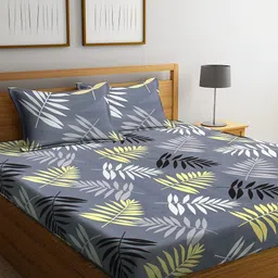 Home Sizzler Grey Printed 144 TC 1 Queen Bedsheet with 2 Pillow Covers-image-85