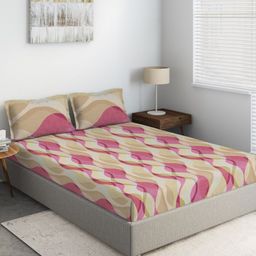 DDecor 140 TC Geometric Print Queen Size Cotton Bedsheet With 2 Pillow Covers-picture-18
