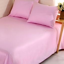 Laying Style Pink 350 TC Queen Bedsheet With 2 Pillow Covers-image-4