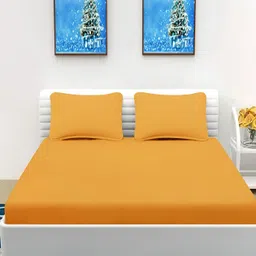 Bromwick Yellow Cotton 210 TC Queen Bedsheet with 2 Pillow Covers 110 GSM-image-85