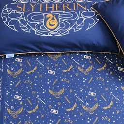 Silverlinen Harry Potter Slytherin 250 TC Cotton Queen Bedsheet with 2 Pillow Covers-image-60