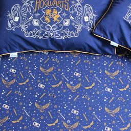 Silverlinen Blue & White 250 TC Harry Potter Hogwarts Queen Bedsheet with 2 Pillow Covers-image-25