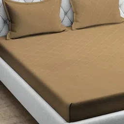 RRC Brown Geometric Printed 144 TC Queen Bedsheet with 2 Pillow Covers-16