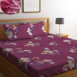 SOKNACK Floral 300 TC Queen Bedsheet with 2 Pillow Covers-image-27