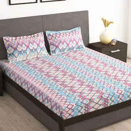 Story@home Tango Pink & White Printed 240 TC King Bedsheet with 2 Pillow Covers-image-22