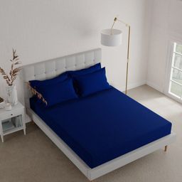 Boutique Living India Mussette Blue 600 TC King Bedsheet with 4 Pillow Covers-picture-56