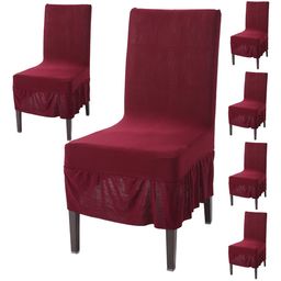HOKIPO  Maroon 6-Pcs Frilled Dining Chair Covers-image-97