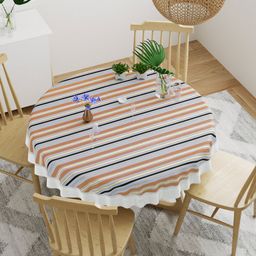 DREAM WEAVERZ Grey & Black Striped 4-Seater Round Dining Table Covers-image-8