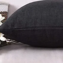 CASA-NEST Black 2 Pieces Square Jute Cotton Cushion Covers-50