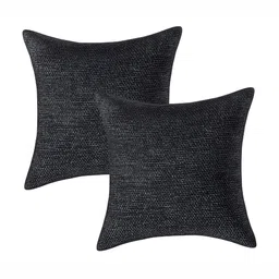CASA-NEST Black 2 Pieces Jute Cotton Square Cushion Covers-5
