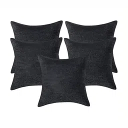 CASA-NEST Black 5 Pieces Jute Cotton Square Cushion Covers-6