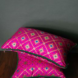 RoyalDeco Pink Ethnic Motifs Brocade Cushion Covers-image-85
