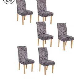 Cortina Set Of 6 Grey Solid Chair Covers-5
