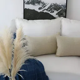 CASA-NEST Brown 2 Pieces Square Jute Cotton Cushion Covers-image-67